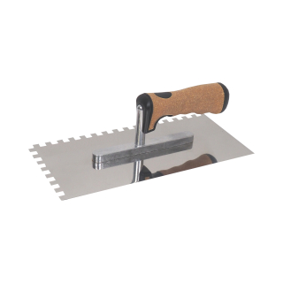 TOPTRADE hladítko nerezové, s EKO rukojetí, zub 8 mm, 270 x 130 mm, profi