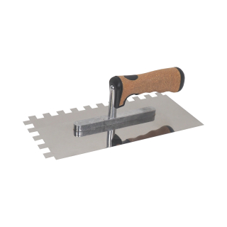 TOPTRADE hladítko nerezové, s EKO rukojetí, zub 12 mm, 270 x 130 mm, profi