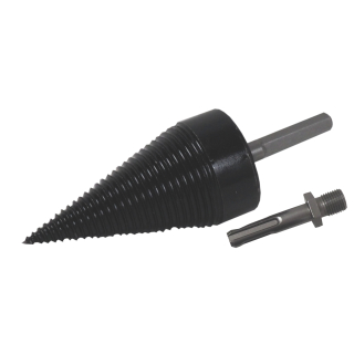 TOPTRADE štípací kužel na dřevo 32×90 mm + 2 adaptéry 65 mm (SDS+ a šestihran)