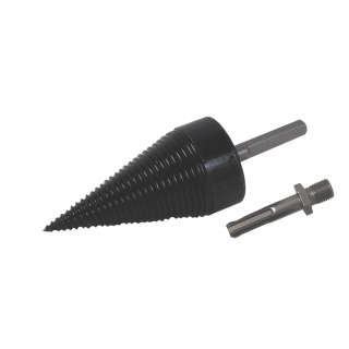 TOPTRADE štípací trn (kužel) na dřevo 32×90 mm + 2 adaptéry 65 mm