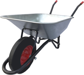 TOPTRADE stavební kolečko 80 l, pozinkovaná tažená korba, PU kolo, 100 kg