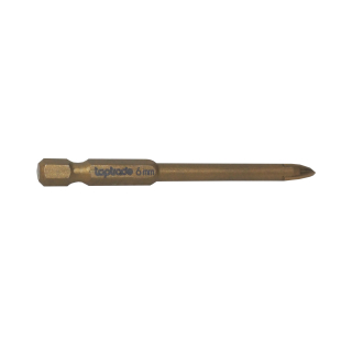 TOPTRADE vrták do skla, keramiky a dlažby Ø 6 mm, délka 80 mm, stopka 1/4" HEX