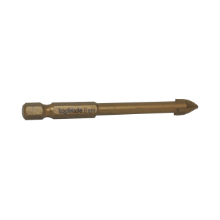 TOPTRADE vrták do skla, keramiky a dlažby Ø 8 mm, délka 80 mm, stopka Hex 1/4″