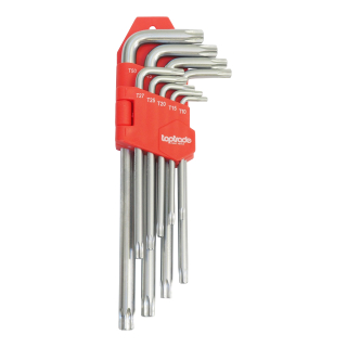 TOPTRADE sada Torx klíčů, 9 ks, Cr‑V, T10–T50