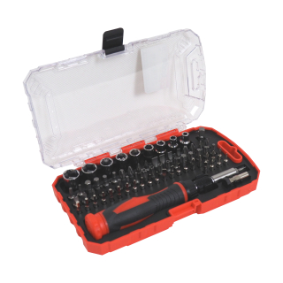 TOPTRADE ráčnový šroubovák se sadou bitů a hlavic, 73 ks