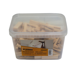 Dřevěné montážní klínky v kbelíku, 150 ks (80×25×10–3 mm)