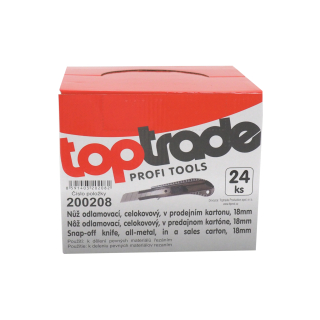 TOPTRADE nůž odlamovací celokovový 18 mm – sada 24 ks (prodejní karton)