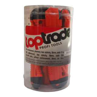 TOPTRADE nůž odlamovací 18 mm, plastový, bez výztuhy – sada 12 ks v tubě