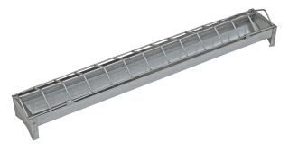 TOPTRADE žlabové krmítko 50 cm pro kuřata – pozink, sklopná mřížka