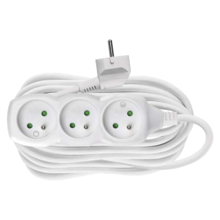Prodlužovací kabel 10 m, 3 zásuvky, bez vypínače, bílý (250 V~/10 A)