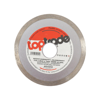 TOPTRADE kotouč diamantový, celoobvodový 115 × 22,2 × 7 mm – standard