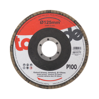 TOPTRADE kotouč brusný lamelový 125 × 22,2 × 2 mm, zrnitost 100 (P100)
