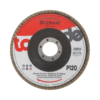 TOPTRADE lamelový brusný kotouč 125 mm, P120, otvor 22,2 mm
