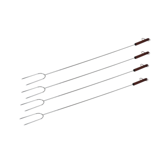 TOPTRADE opékací vidlice 105 cm (4 ks) – chrom, dřevěná rukojeť