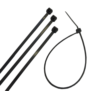 TOPTRADE stahovací pásky, černé, 400 × 4,8 mm, 50 ks