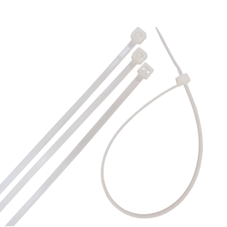 TOPTRADE stahovací pásky, bílé, se zámkem, 50 ks, 300 × 4,8 mm