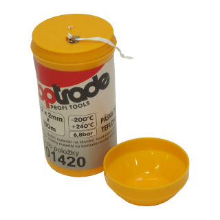 TOPTRADE PTFE (teflonová) páska v plastovém pouzdře 0,2×2 mm, 150 m