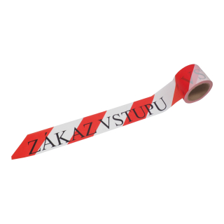 TOPTRADE výstražná páska „Zákaz vstupu“, červeno‑bílá, 75 mm × 250 m, nelepící