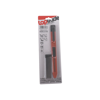 TOPTRADE tesařská tužka, posuvná HB, 170 mm + 6 náhradních tuh