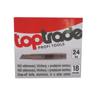 TOPTRADE odlamovací nůž 18 mm, hliníkový – prodejní box 24 ks