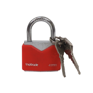 TOPTRADE visací zámek 40 mm, červený – 5 klíčů