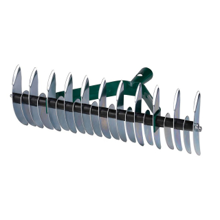 TOPTRADE provzdušňovací hrábě na mech, oboustranné 11/21 zubů, záběr 36 cm