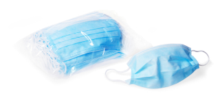 Hygienická rouška 3vrstvá – 50 ks, bílo‑modrá