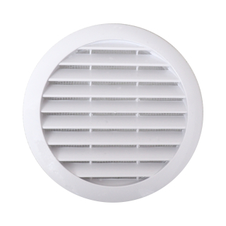 TOPTRADE větrací mřížka kulatá s přírubou Ø118 mm, plast (čelo Ø145 mm)