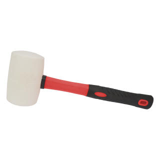 TOPTRADE gumová palice, bílá, sklolaminátová násada, Ø 60 mm, 700 g
