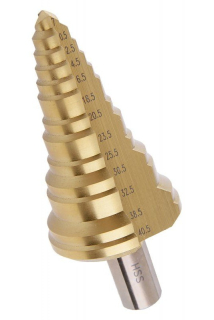 TOPTRADE vrták stupňový, HSS, do kovu, 7 – 40,5 mm, 13 stupňů