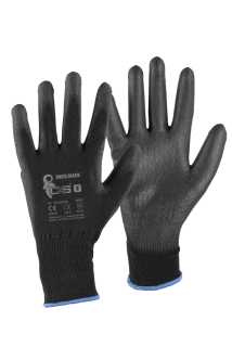 rukavice BRITA BLACK, s blistrem, s PU dlaní s úpletem, velikost 8