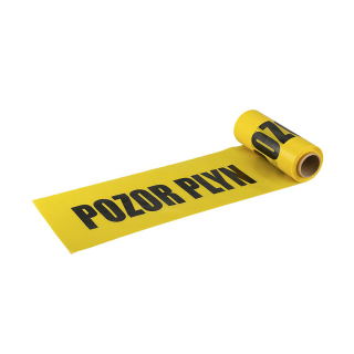 TOPTRADE páska výstražná, nelepící, "Pozor plyn", žlutá, 22 cm x 0,07 mm x 50 m