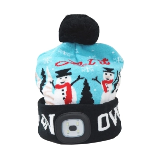 LED čepice X‑mas Let it Snow, L, modrá