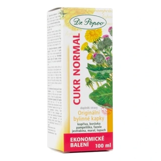 Cukr normal, originální bylinné kapky, 100 ml Dr. Popov