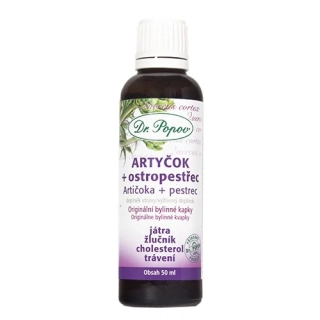 Artyčok + ostropestřec, originální bylinné kapky, 50 ml Dr. Popov