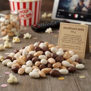 Arašídy MIX 500 g – pražené v čokoládě a jogurtové polevě