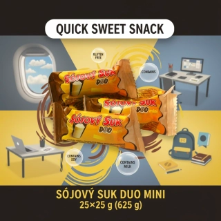 SUK DUO MINI 25×25 g (625 g) – bezlepková sójová mini tyčinka