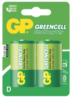 GP Greencell R20 (D) zinko‑chloridové baterie 1,5 V, 2 ks