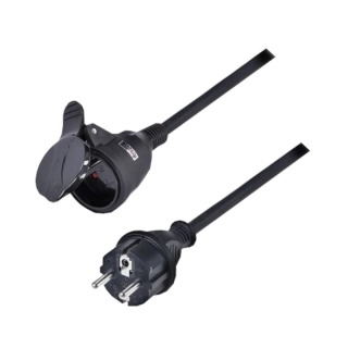 Prodlužovací kabel se spojkou 10 m, gumový, IP44, 3×1,5 mm², černý