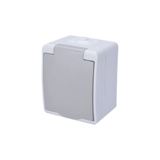 Zásuvka do vlhka IP54, nástěnná, šedá, 16 A / 250 V